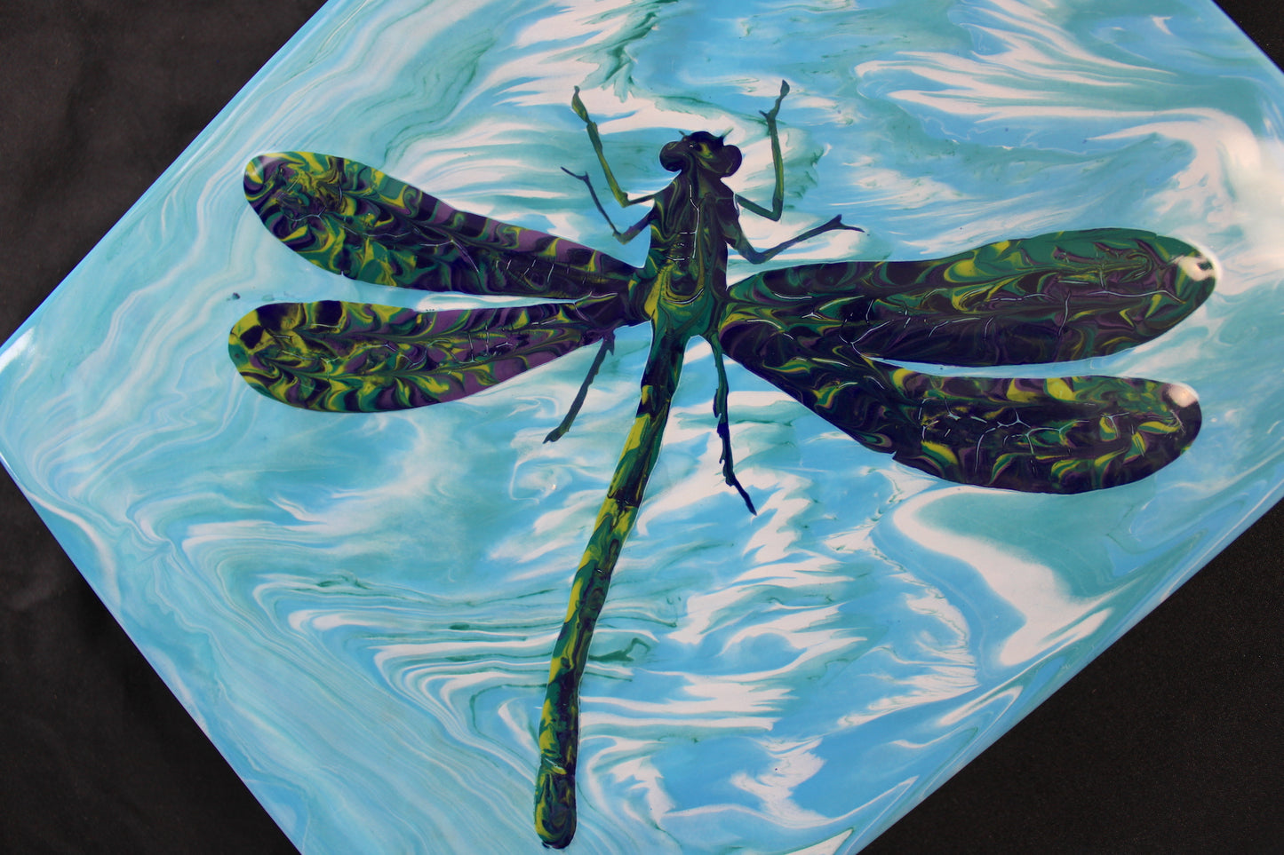 8"x 10" Clay Canvas Glaze Pour Painting - Dragonfly