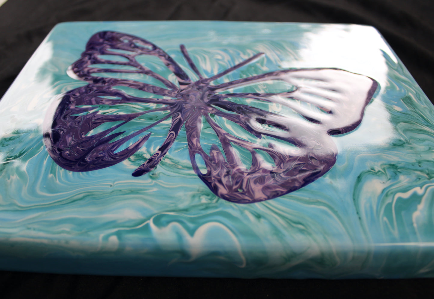 8"x 10" Clay Canvas Glaze Pour Painting - Butterfly